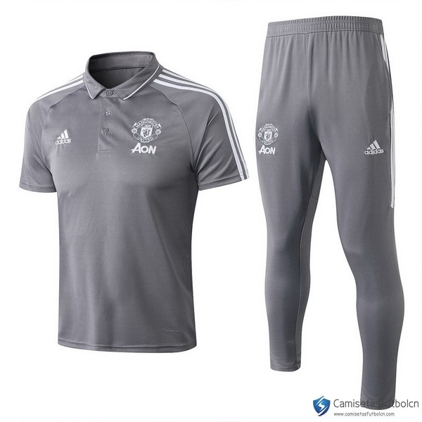 Polo Manchester United Conjunto Completo 2017-18 Gris